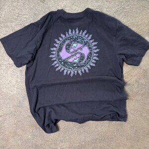 Quiksilver Shirt Mens Medium Black Surf Graphic Mountain Wave Back Print Tee